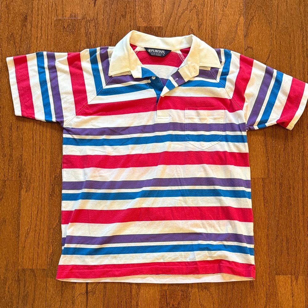 Puritan Men's Polo with Vibrant Stripes